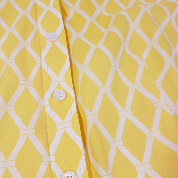 Talbots Yellow/White Button Down Top, 10 Petite - Picture 3 of 5